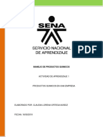 Actividad de Aprendizaje 1: Manejo de Productos Quimicos