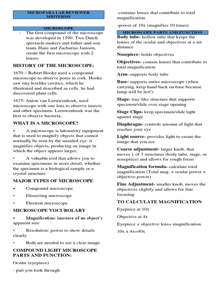 Micropara Lab Reviewer Midterms Download Free Pdf Growth Medium
