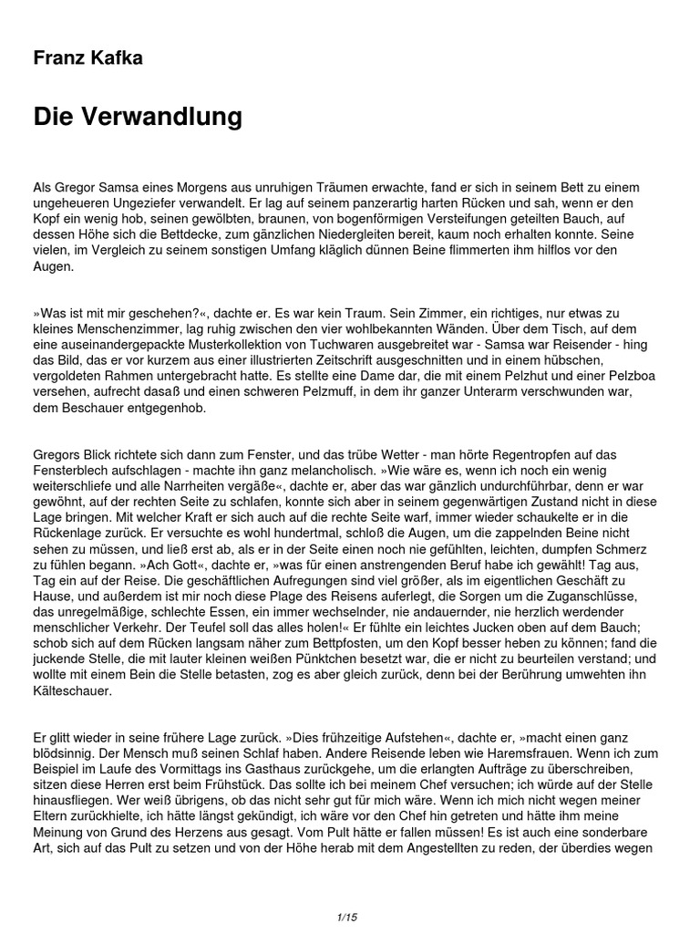 Die Verwandlung "Metamorphosis", by Franz Kafka PDF