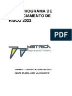 PGR - Programa de Gerenciamento de RISCO 2022: Empresa: Construtora Córdoba Ltda Equipe de Obra: Urbo Vila Prudente