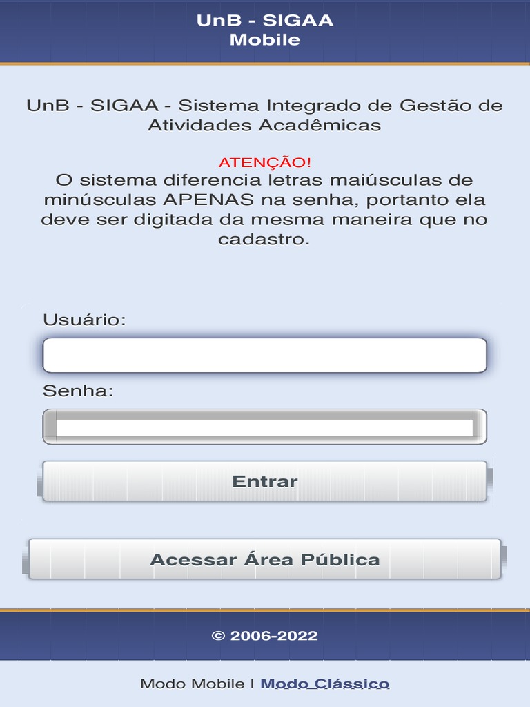 SIGAA - Sistema Integrado de Gestão de Atividades Acadêmicas