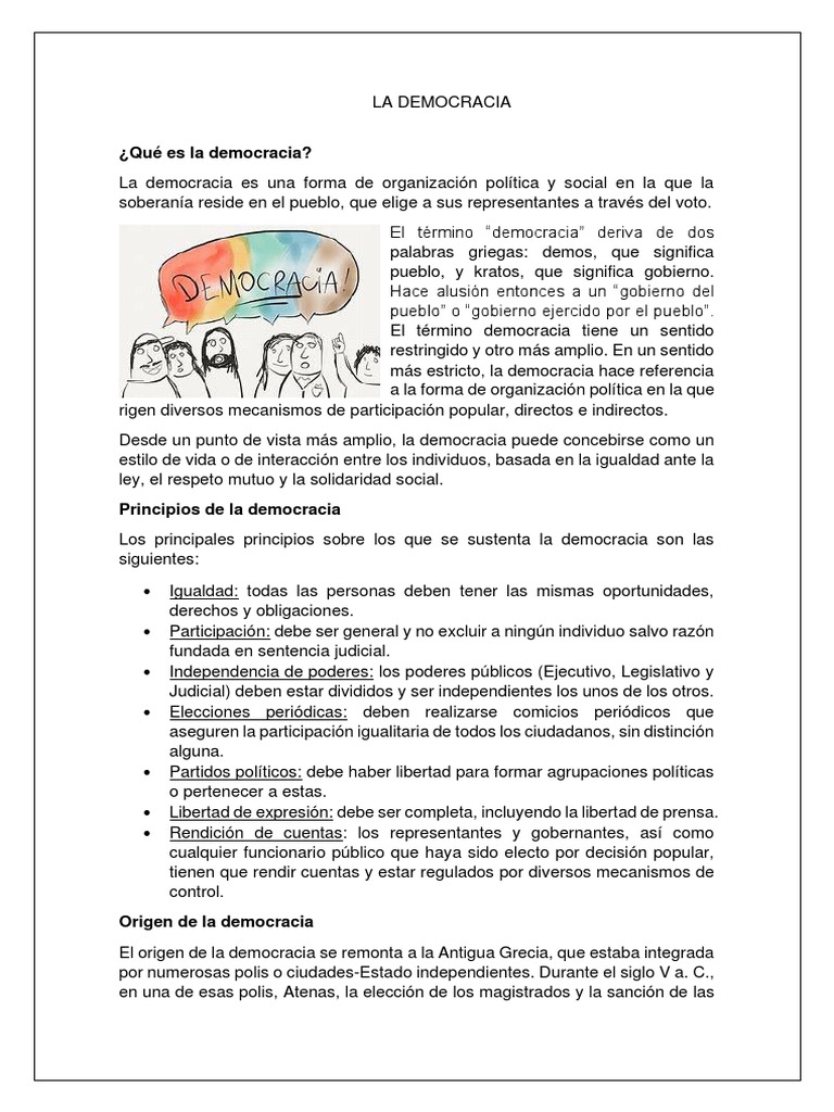 Fundamentos y origen de la democracia | PDF | Democracia | Ideologías ...