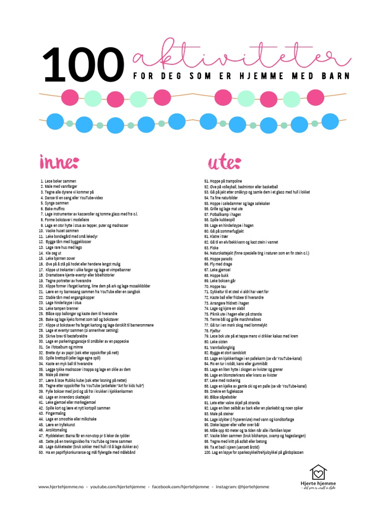 100 Aktiviteter For Barn | PDF, image size:768x1024