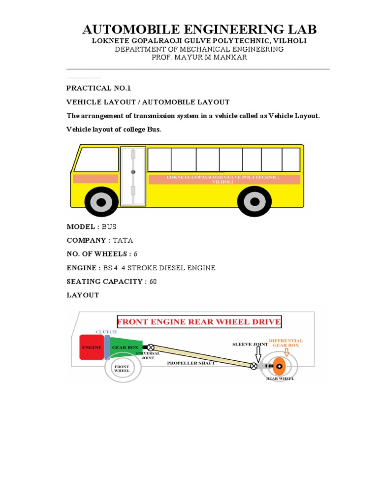 Vehicle Layout in Automobile Engineering | PDF