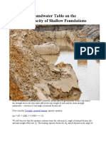 Effect of Groundwater Table On The Bearing Capacity of Shallow Foundations