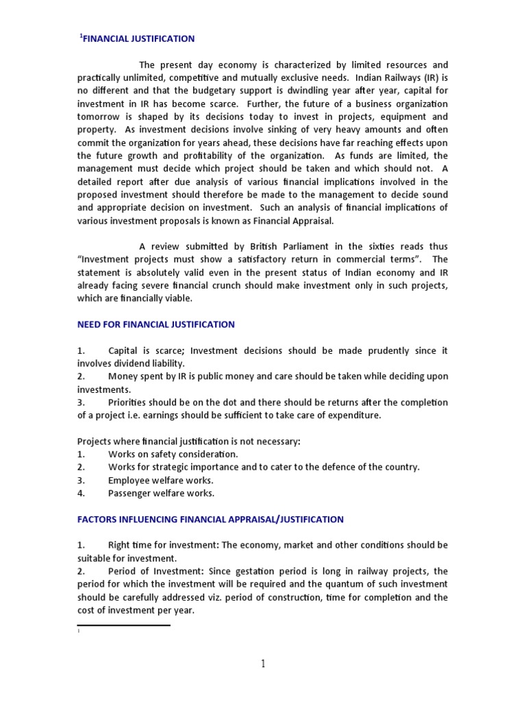 Financial Justification in Indian Railways | PDF | Net Present Value ...