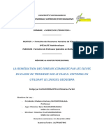 La Remédiation Des Erreurs Commises Par Les Élèves en Classe de Troisième Sur Le Calcul Vectoriel en Utilisant Le Logiciel GeoGebra