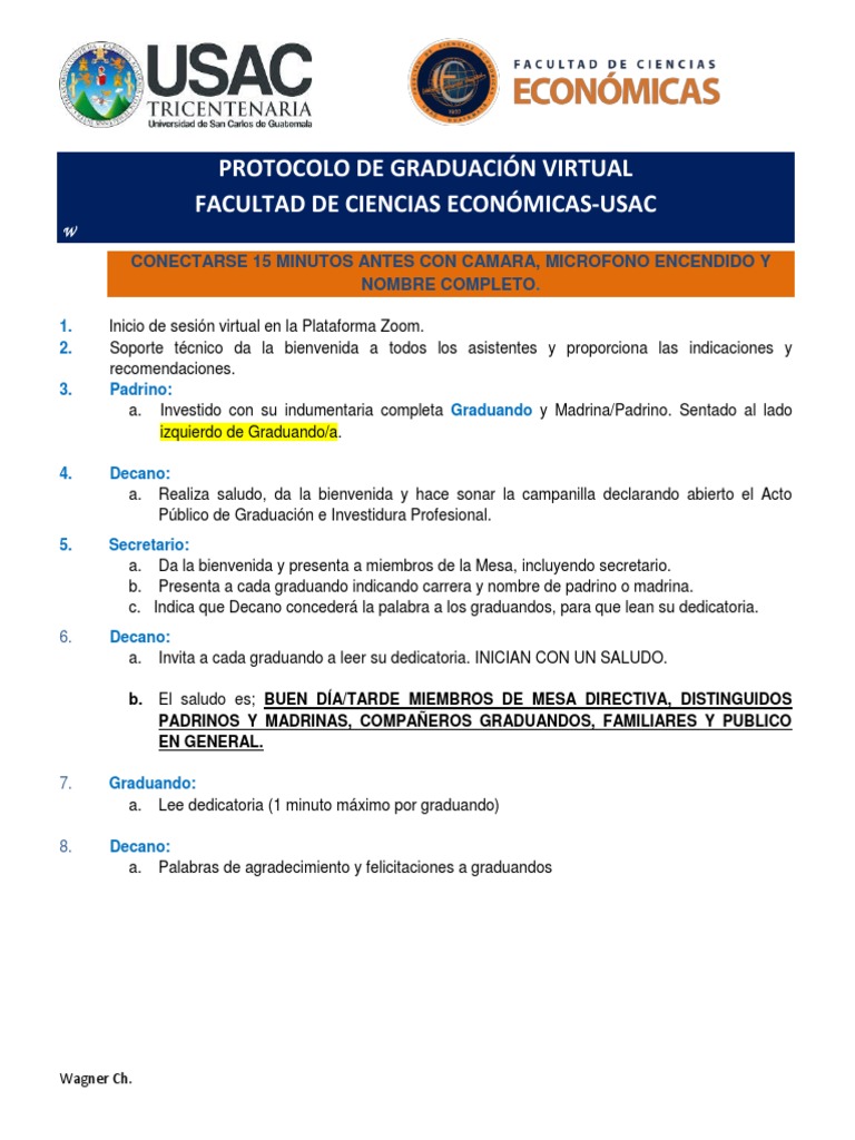 Protocolo Graduación Virtual USAC | PDF
