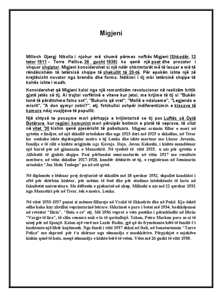 Migjeni | PDF