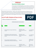 List of Traffic Violation & Fines in India:: Ishan LLB