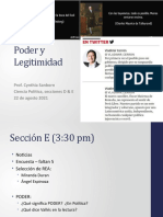 Poder y Legitimidad: Prof. Cynthia Sanborn Ciencia Política, Secciones D & E 22 de Agosto 2021