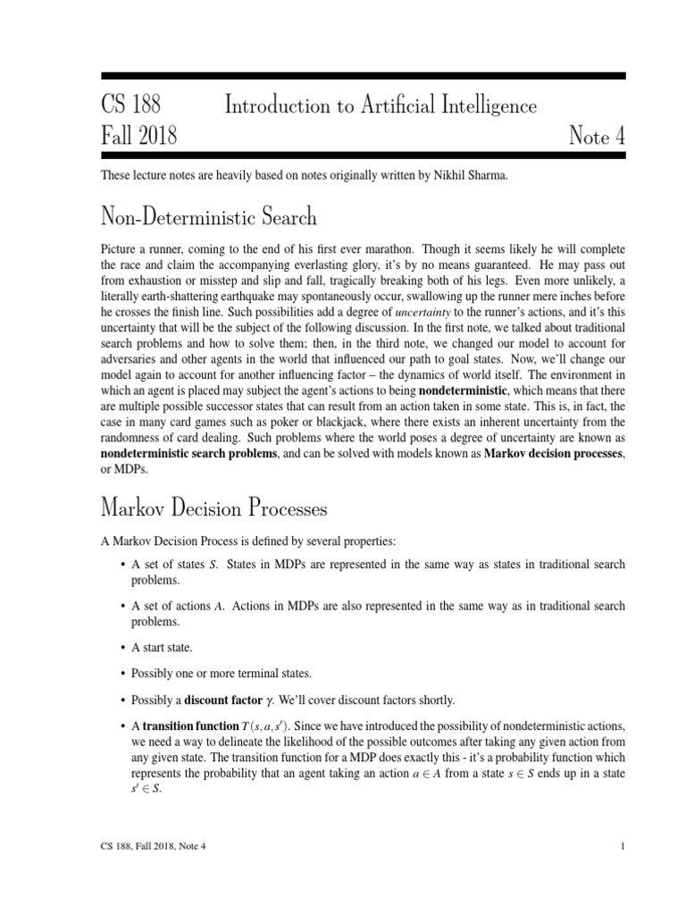 Solving non deterministic search problems through markov decision