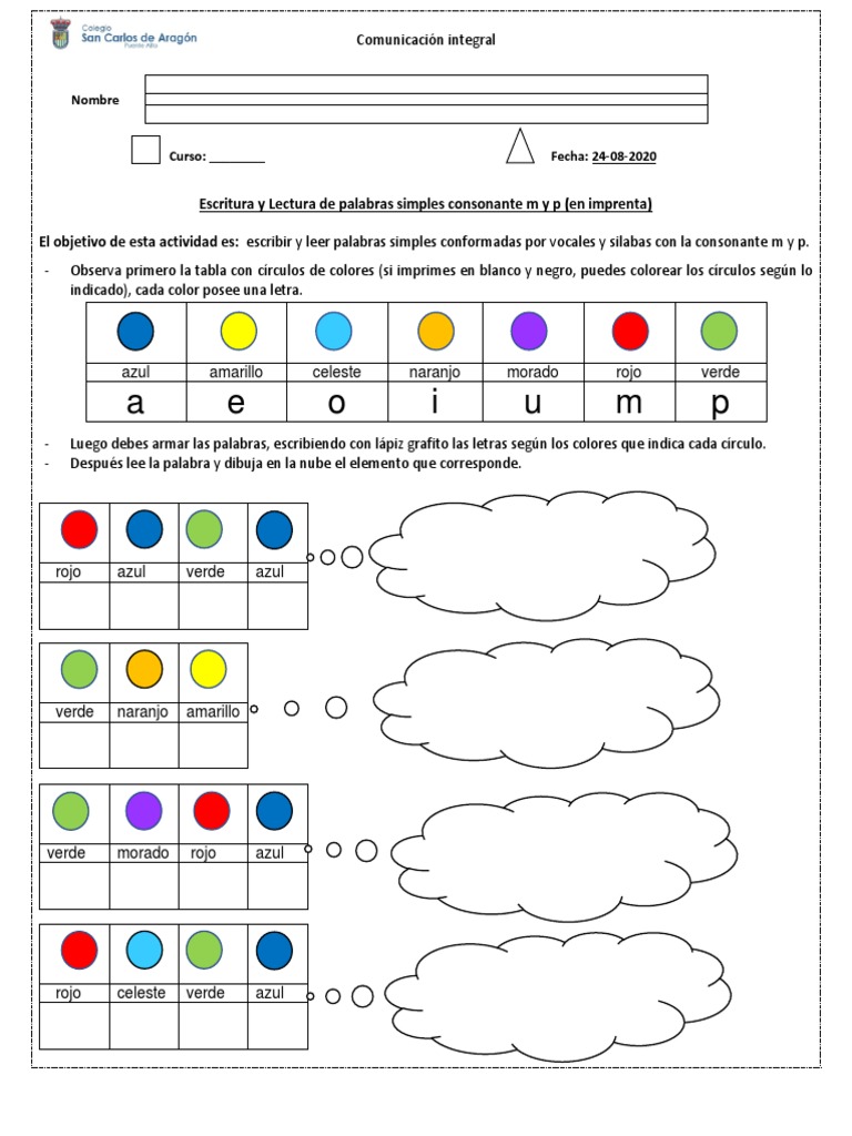 Actividades de palabras con M y P para niños | PDF