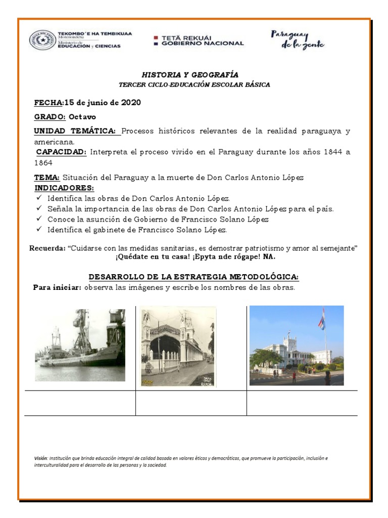 Historia y Geografia 8°grado 15 de Junio 2020 | PDF | Paraguay | Argentina