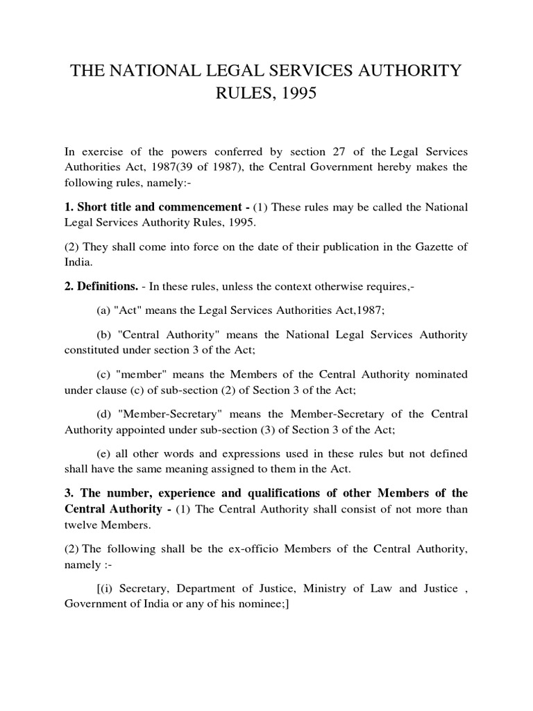 Role Of National Legal Services Authorities In India