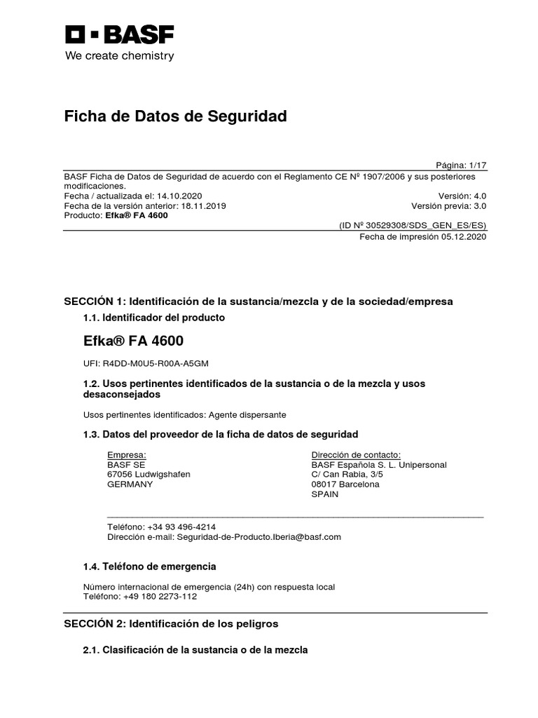 Efka FA 4600 - Esp Ojo Inflamable | PDF | Toxicidad | Agua