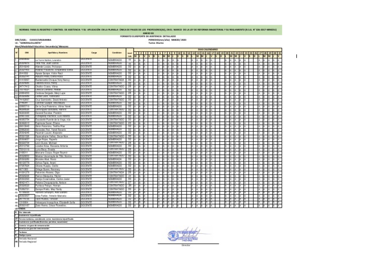 Registro de Asistencia Docente 2023 | PDF | Enseñando | Personal educativo