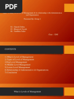 Topic: A Study On Levels of Management & Its Relationship With Administration and Organization Presented By: Group 2