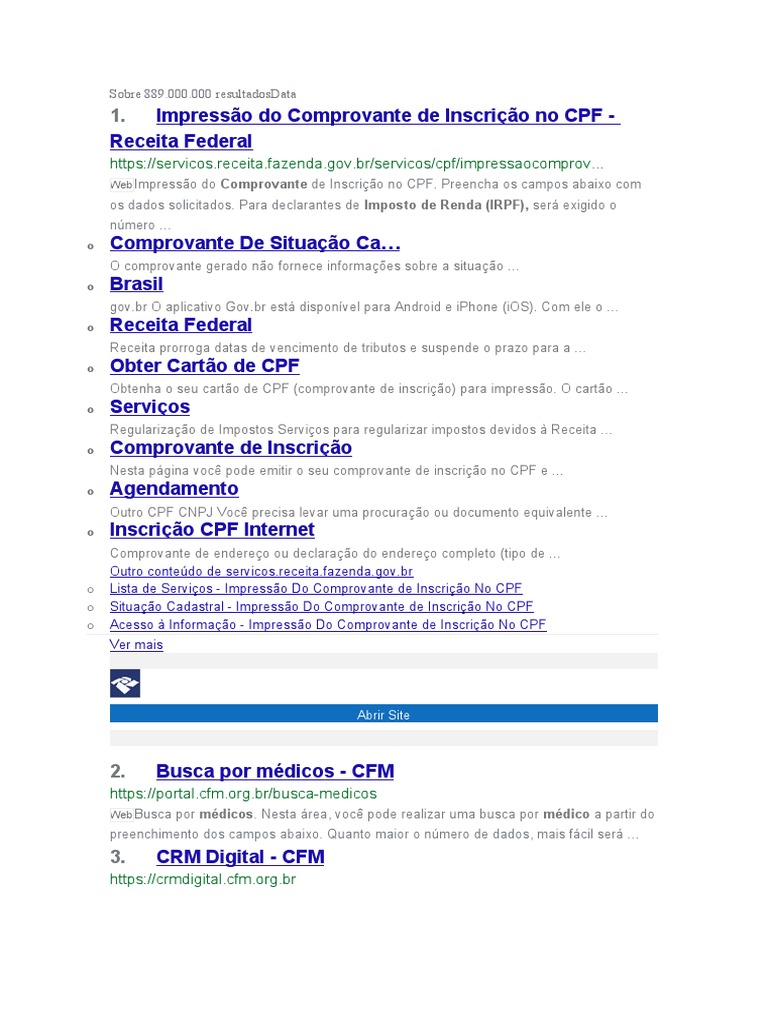 Impressão Do Comprovante de Inscrição No CPF - Receita Federal | PDF ...