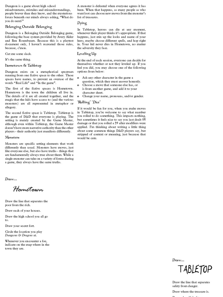 Dungeon Playtest Sheets Download Free PDF Dungeons & Dragons Tabletop Role Playing Game