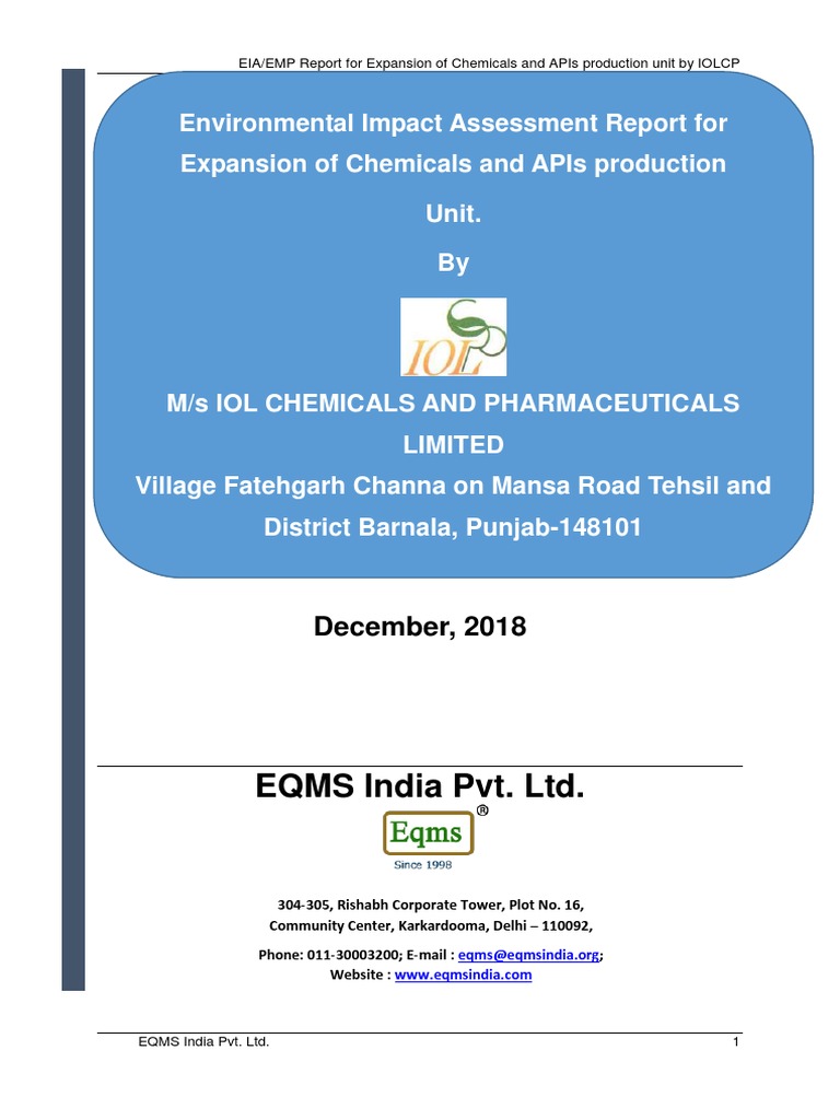 Eqms India Pvt. LTD.: Environmental Impact Assessment Report For ...