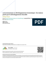 Environnement Et Développement Économique: Les Enjeux Posés Par Le Développement Durable