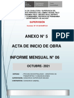 Anexo N ° 5 Acta de Inicio de Obra: OCTUBRE-2021