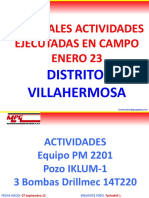 Principales Actividades Ejecutadas en Campo Enero 23: Distrito Villahermosa