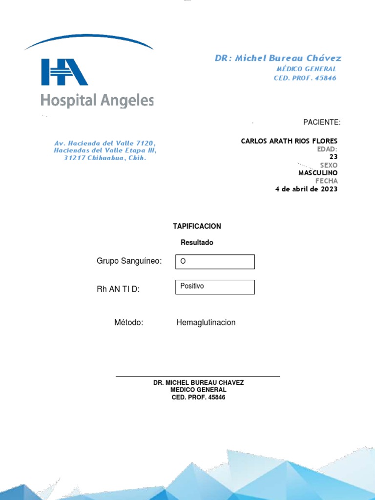 Certificado de Tipo de Sangre 2023 | PDF