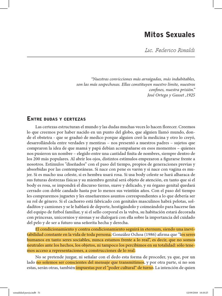 Mitos Sexuales: Lic. Federico Rinaldi | PDF | La sexualidad humana ...