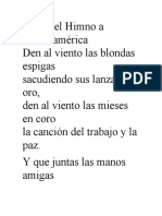 Letra Del Himno A Centroamérica