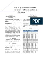 Determinación de Las Características de Un Generador de Corriente Continua Conectado en Derivación