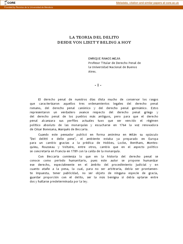 Evolución de la Teoría del Delito | PDF | Derecho penal | Intención ...