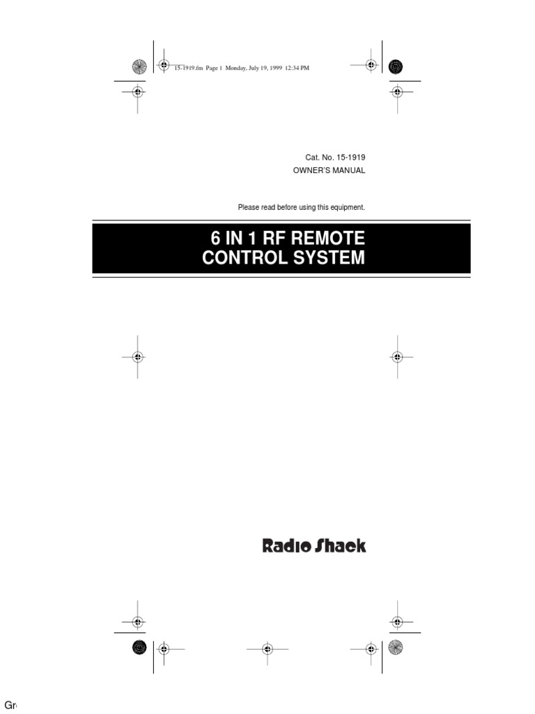 6 in 1 RF Remote Control System | PDF | Remote Control | Consumer ...
