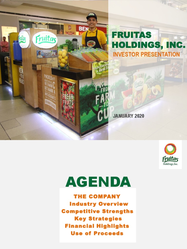 Fruitas Holdings Inc. Company Presentation 2020 PDF Cuisine Food