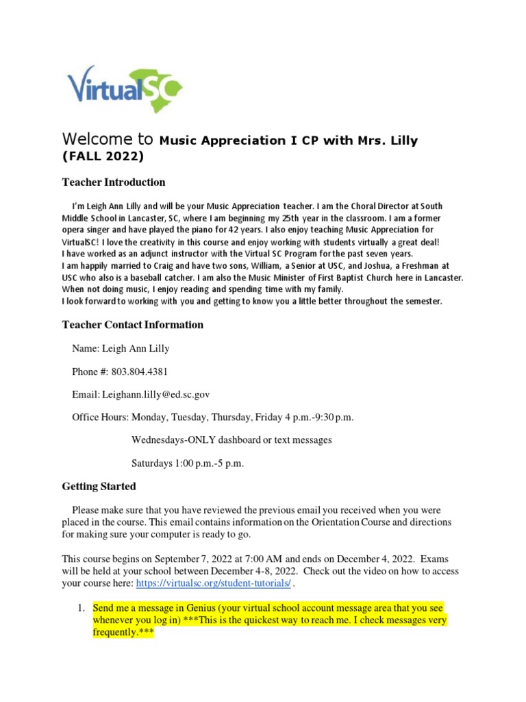 Welcome to Music Appreciation I | PDF | Voicemail | Communication