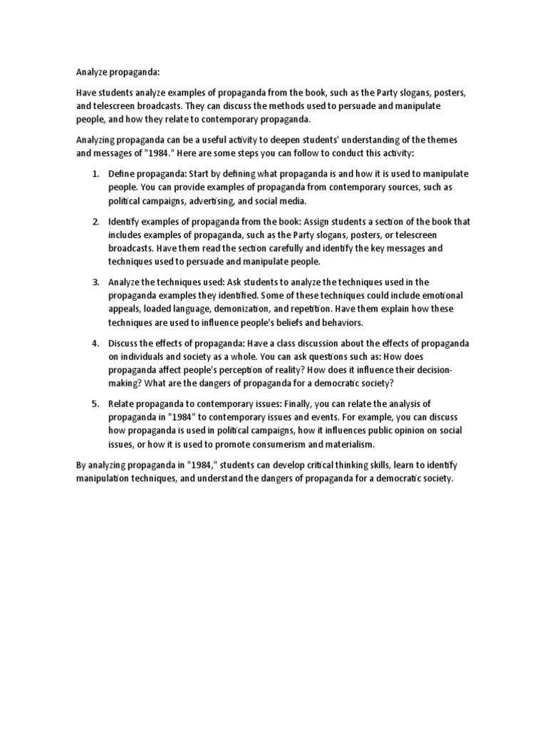 Analyze Propaganda 1984 | PDF