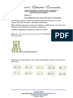 Matemáticas 4° - Unidad - 1 Guia 2 - Multiplicación División Naturales