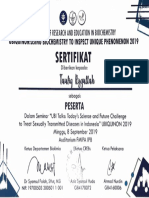 Sertifikat Seminar UBI Talks - Today - S Science and Future Challenge To Treat Sexually Transmitted Diseases in Indonesia IPB