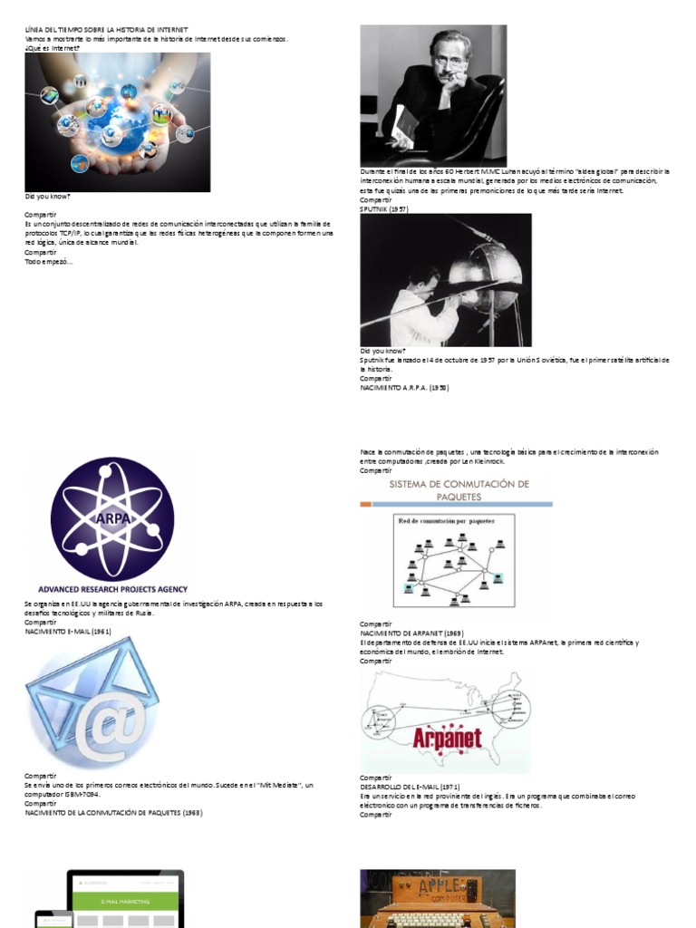 Línea Del Tiempo Sobre La Historia de Internet | PDF | Internet | Red