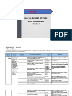 BUDGET OF WORK FILIPINO ELEMENTARY Gr. 1 6