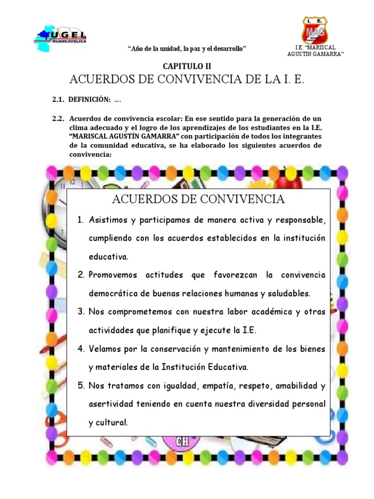 Acuerdos de Convivencia Escolar | PDF