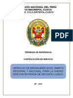 TDR Mensajeria Inre Cusco 2022