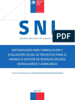 Metodología para Formulación Y Evaluación Social de Proyectos para El Manejo O Gestión de Residuos Sólidos Domiciliarios Y Asimilables