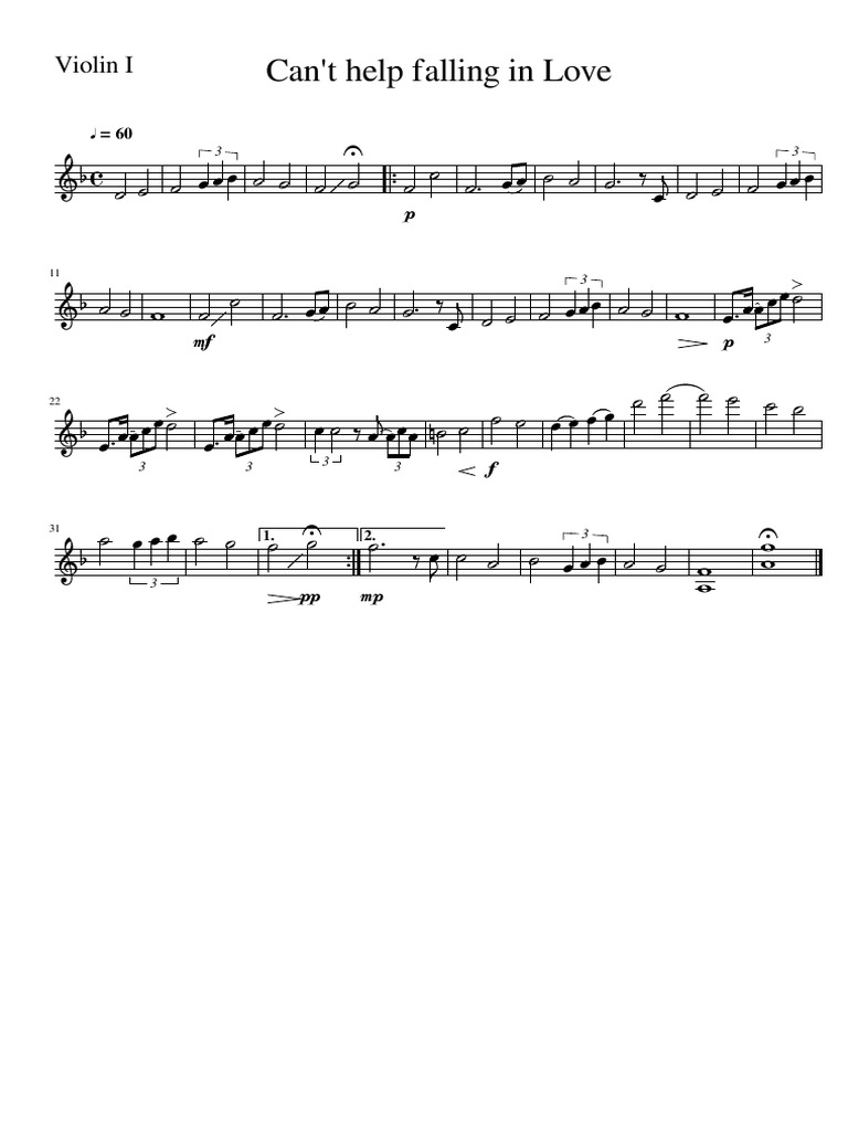 Cant Help Falling in Love Violin 1 PDF