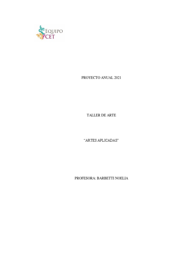 Proyecto Anual 2021 Artes Aplicadas PDF