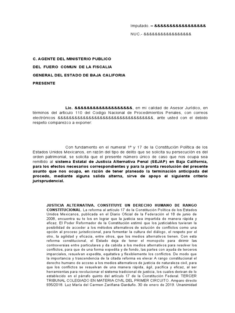 Solicitud De Medios Alternativos Descargar Gratis PDF Constituci n 