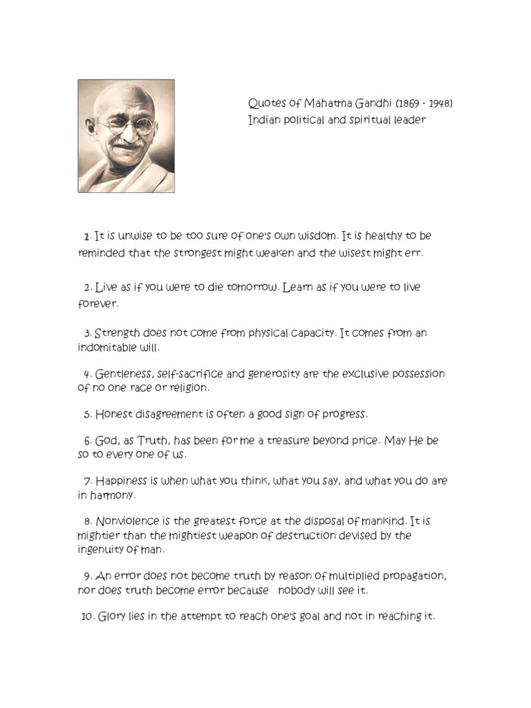 Mahatma Gandhi Quotes | PDF
