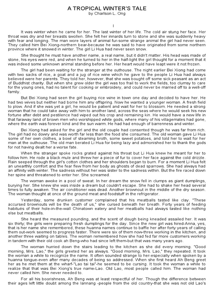 A Tropical Winter's Tale by CHARLSON ONG PDF