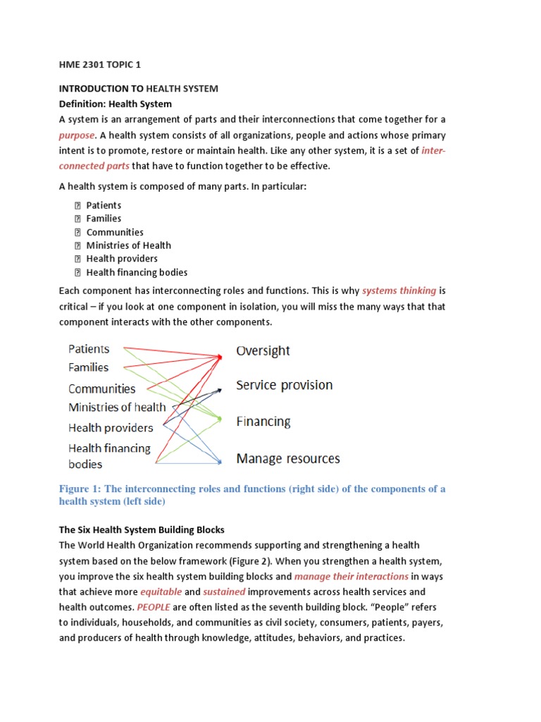 Understanding Health Systems An Introduction to the Six Building